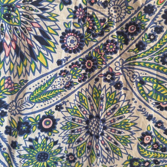 Talbots Floral Top Blue Ruffled Mandarin Collar Button Front Long Sleeve Sz 1X - Picture 2 of 5